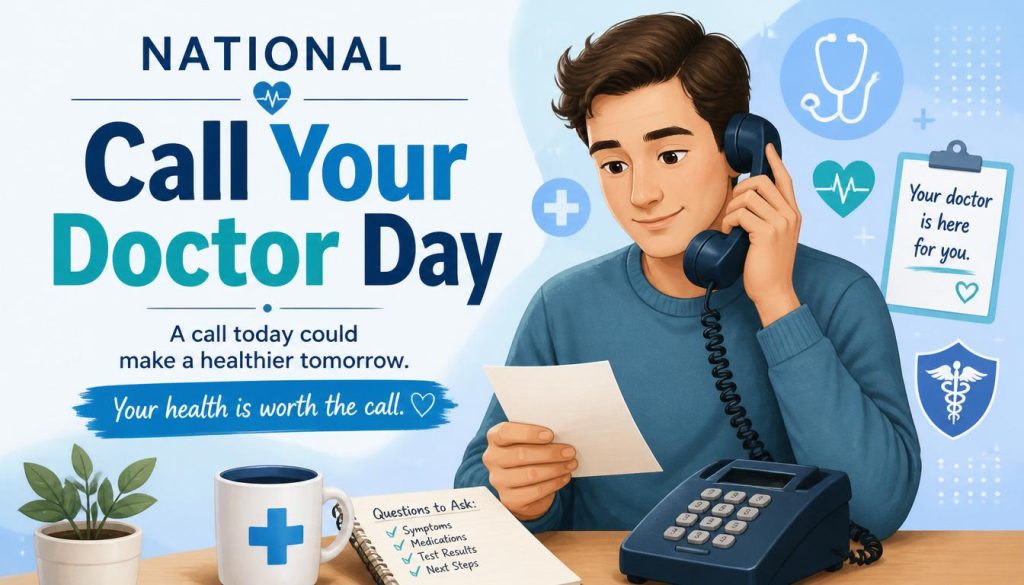 National Call Your Doctor Day: Man Phoning for Health Consultation and Preventative Medical Care - Feature Image June 199