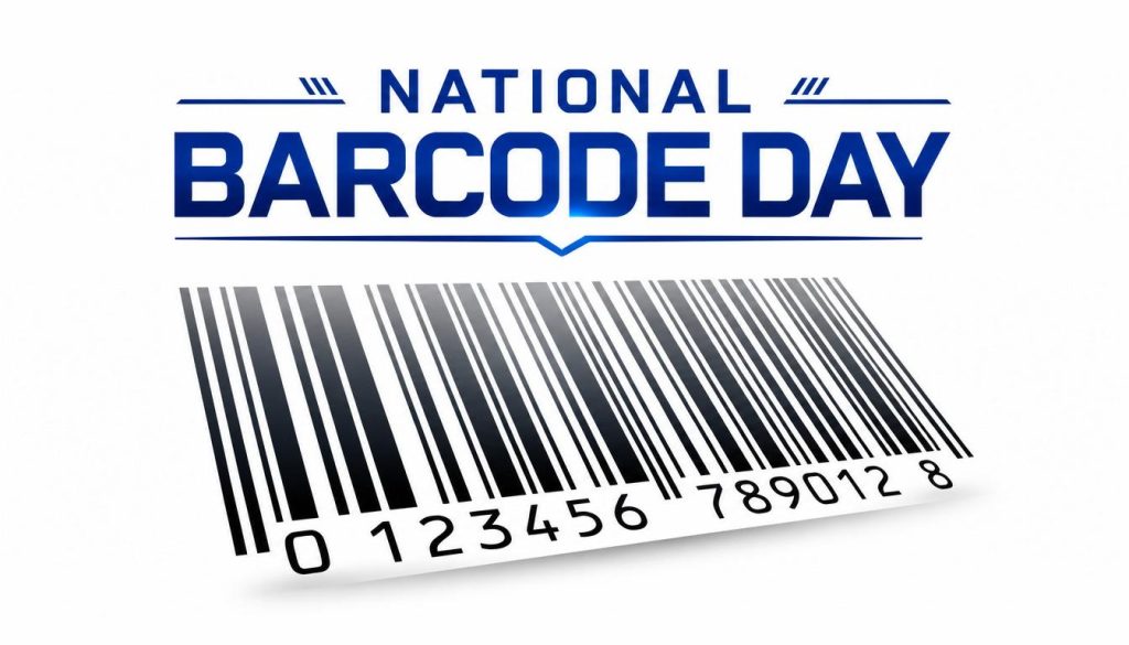Barcode with numbers and National Barcode Day text