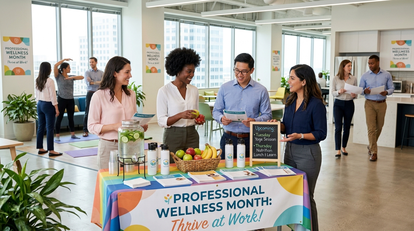 Diverse Professionals Engaging in Workplace Wellness Program in Modern Office - Feature Image June 94