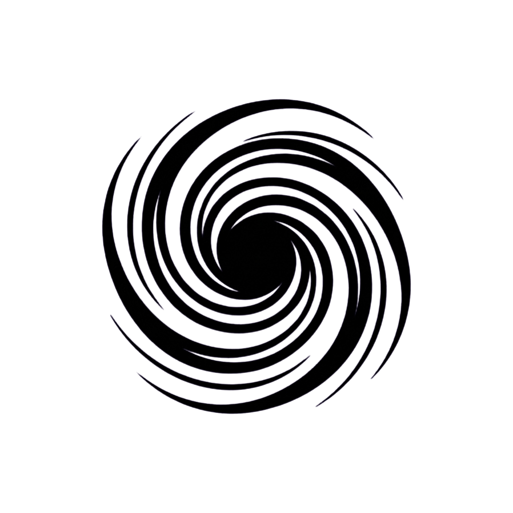 A glowing purple spiral pattern with concentric lines radiating outward from the center