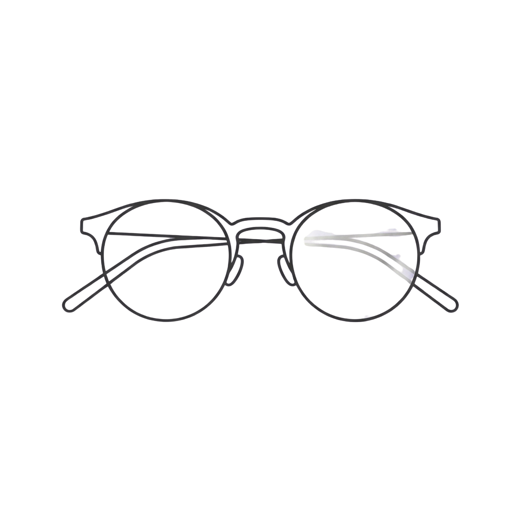 Minimalist round frame glasses with thin metal arms and a subtle white bridge detail