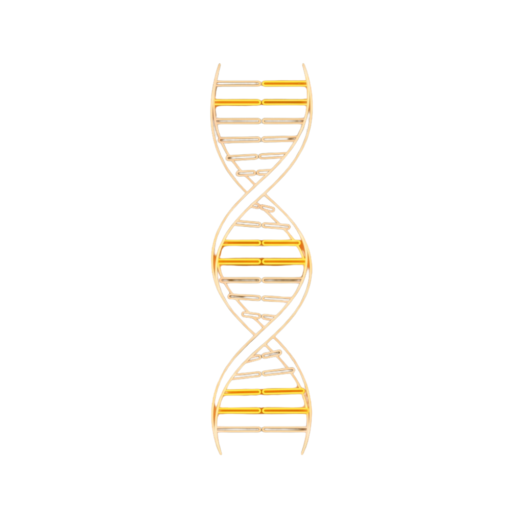Illustration of a DNA double helix structure with yellow and white color contrast