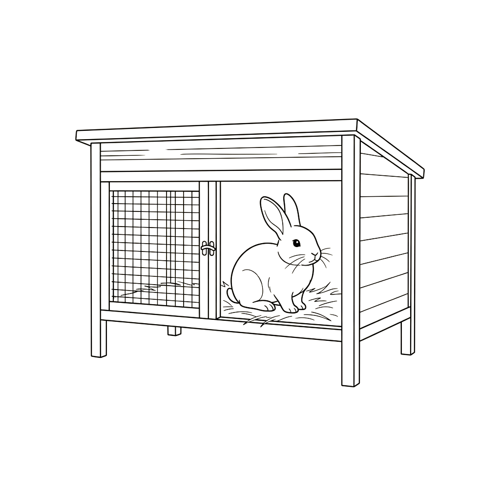 A stylish cabinet featuring a rabbit illustration on the door and wire mesh panels for ventilation
