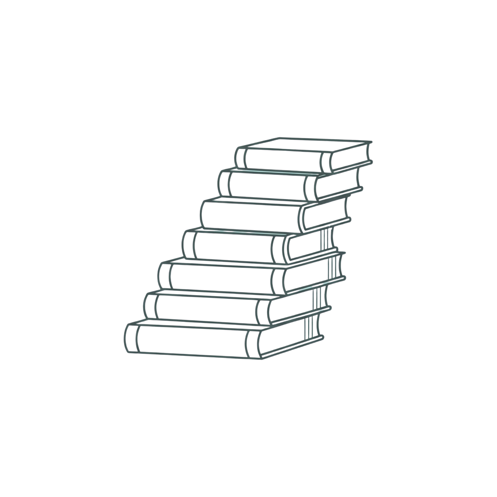 A stylized illustration of five books forming a staircase shape