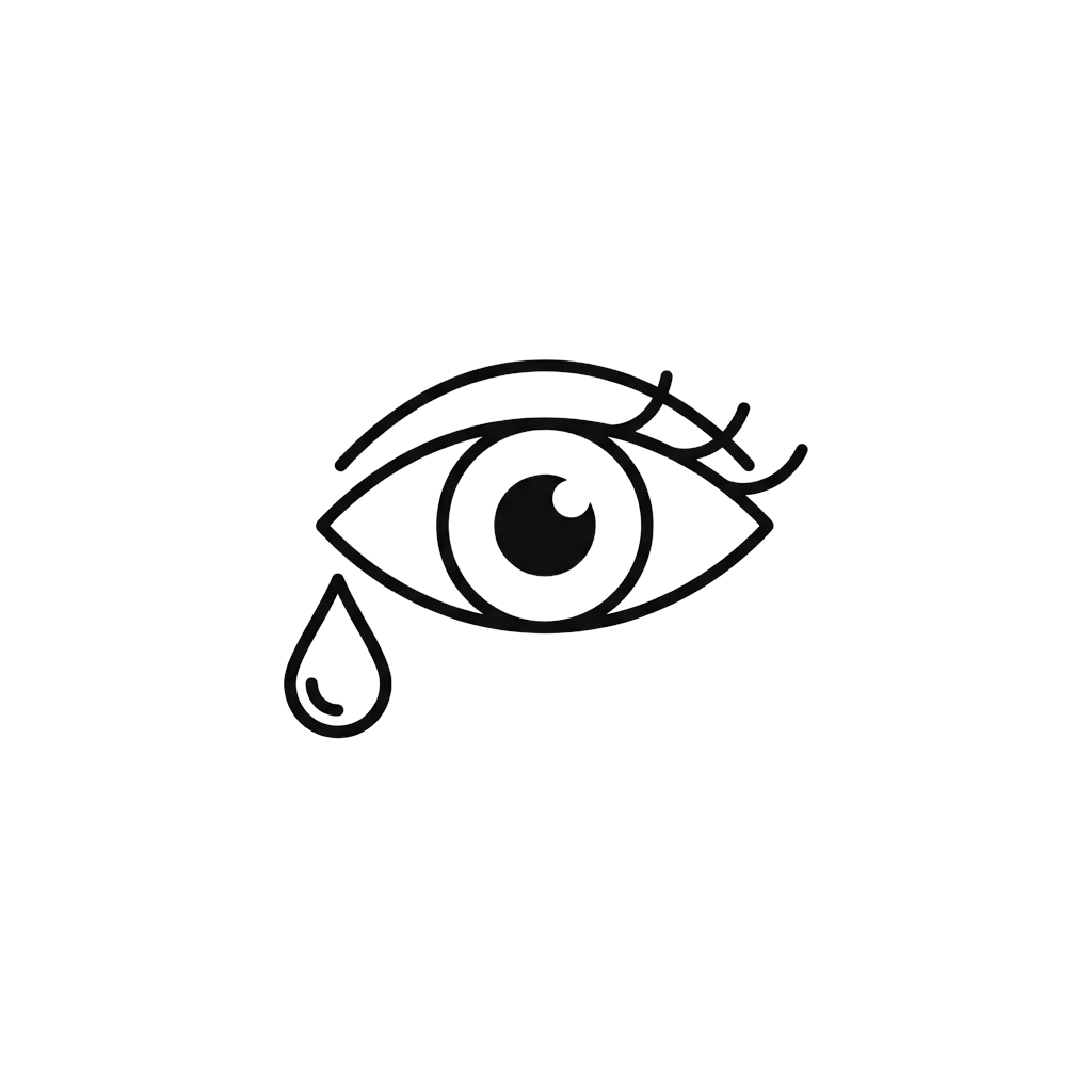 Simple black silhouette of a stylized eye on a white background
