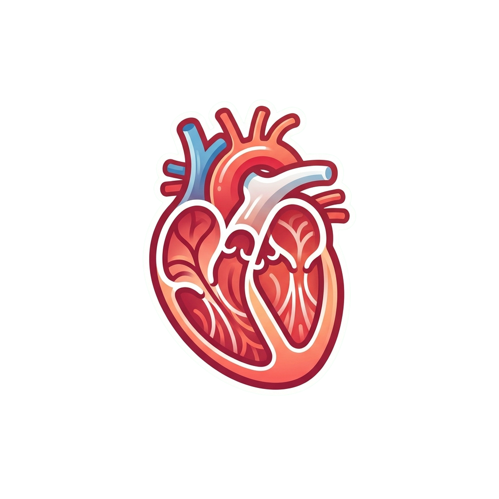 Illustration of a human heart showing internal chambers and major blood vessels