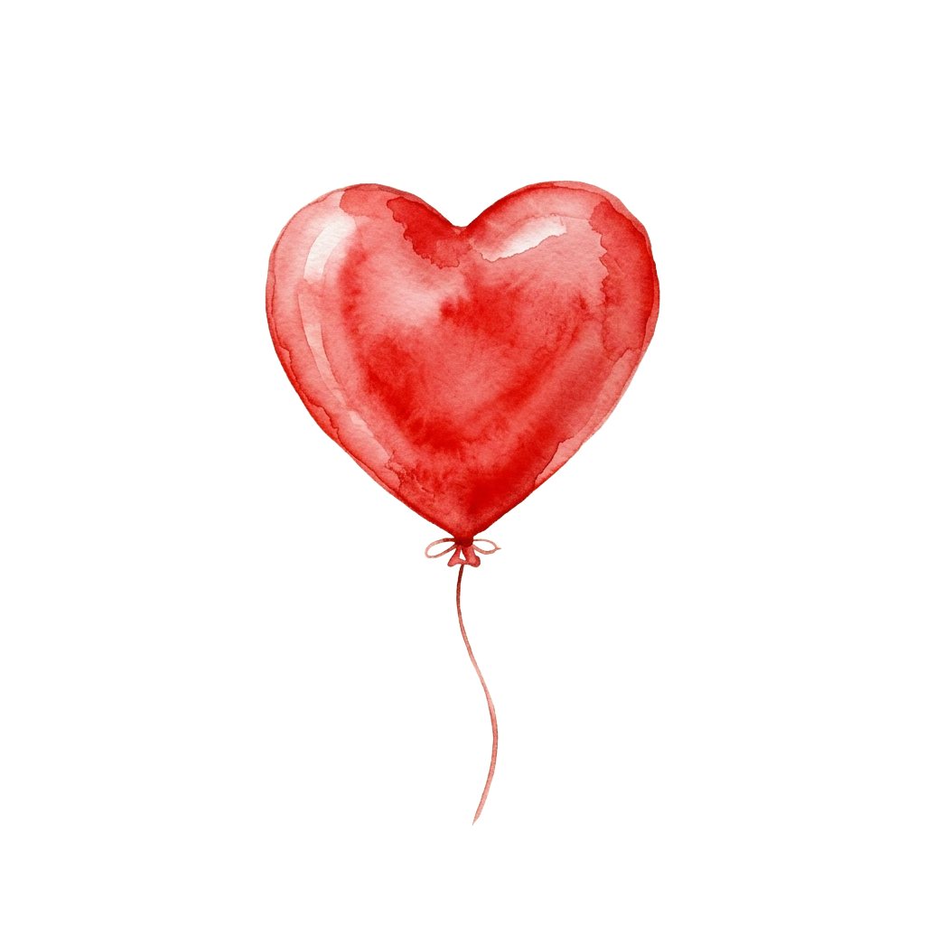 A red heart-shaped balloon floating with a thin string against a black background