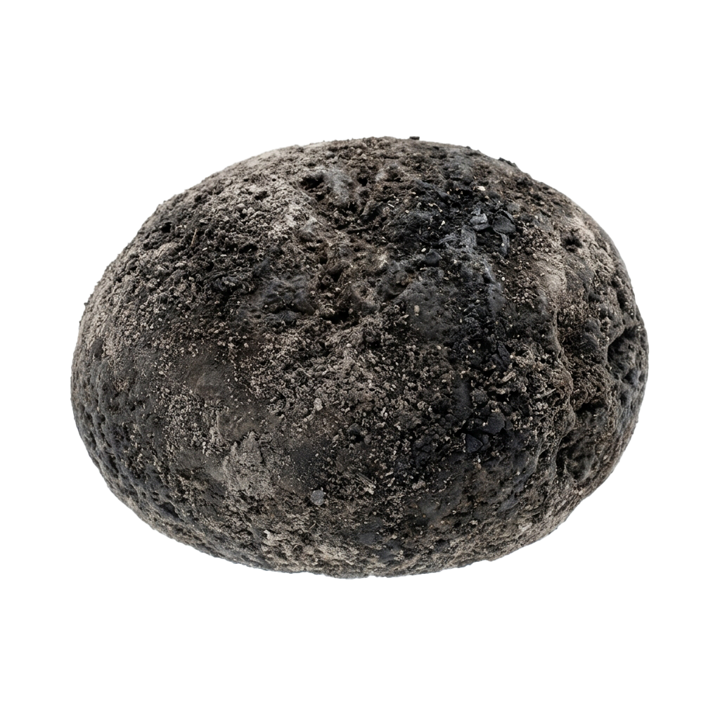 A close-up image of a rocky, cratered celestial body surface in space.