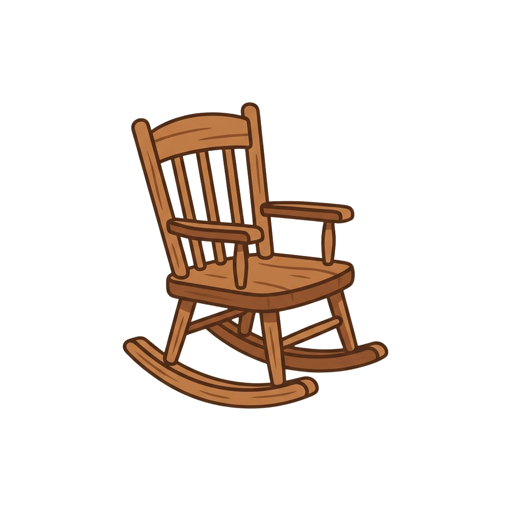 A brown wooden rocking chair