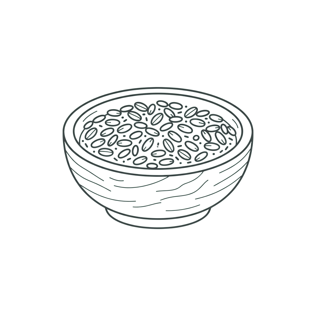 A transparent bowl containing numerous small metal washers in a 3D rendered style