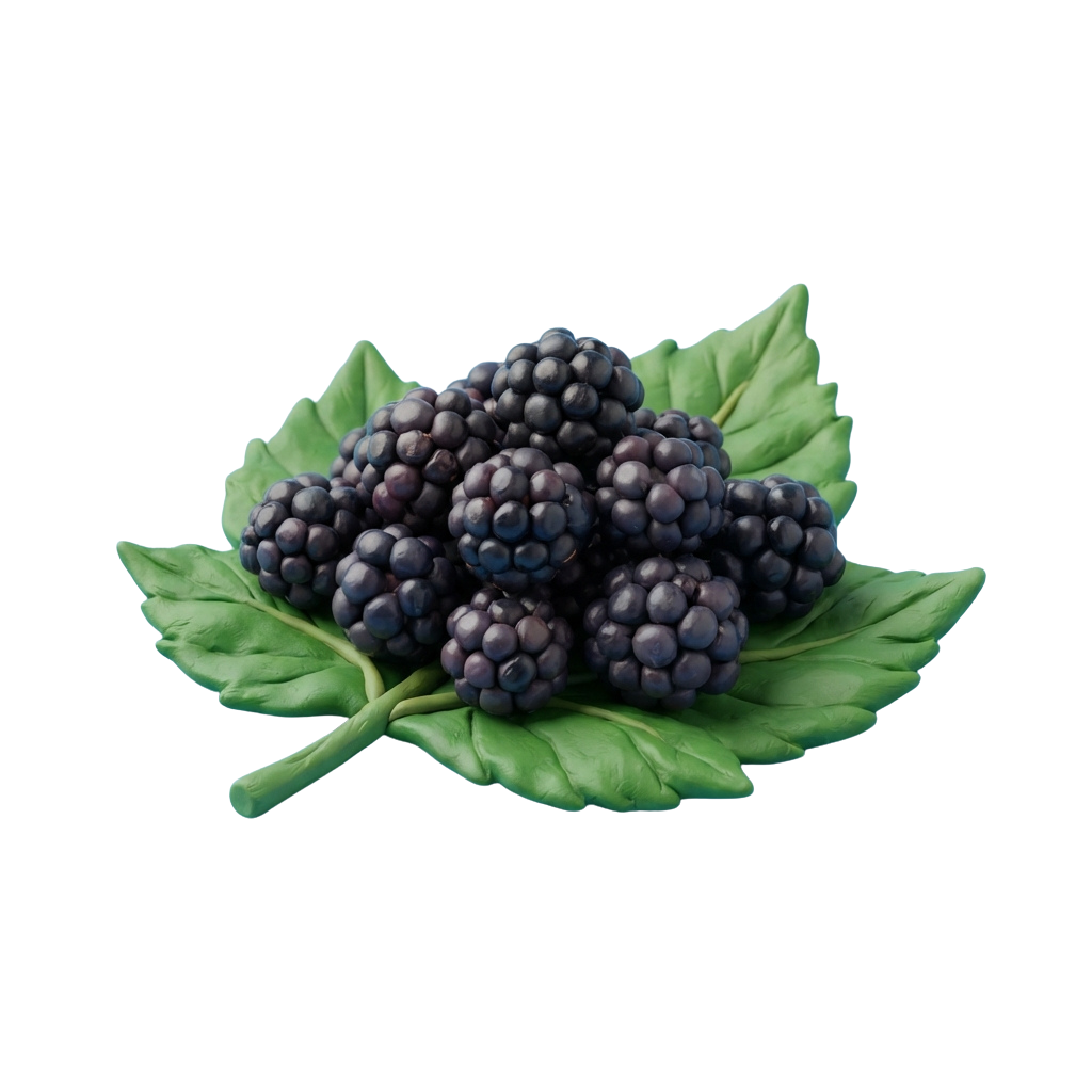Cluster of ripe blackberries on a green leaf