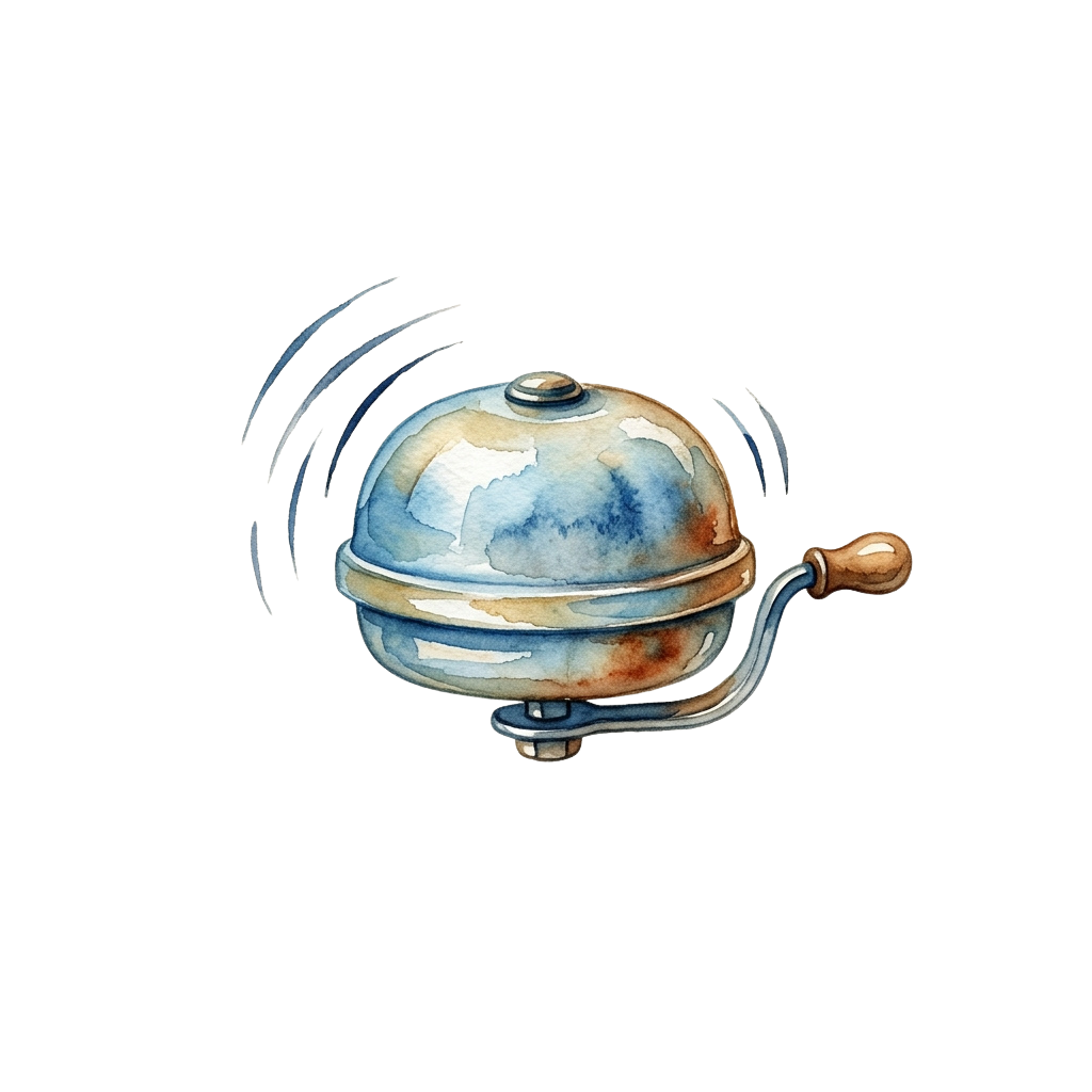 A stylized copper kettle with a handle and spout, depicted in watercolor with motion lines around it