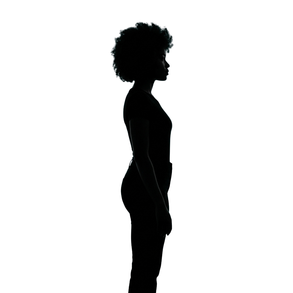Silhouette of a person walking outdoors at night with a dark background