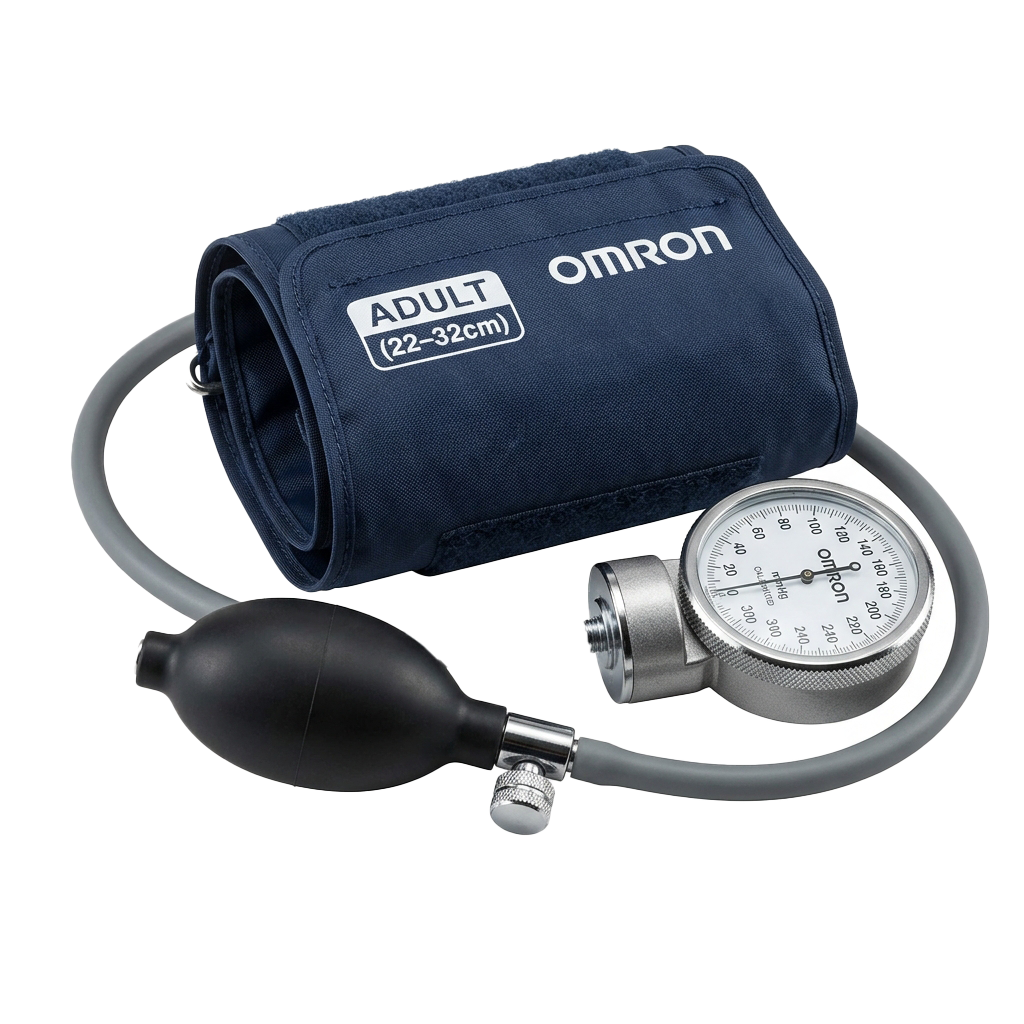 Blood pressure cuff and analog gauge for measuring adult blood pressure