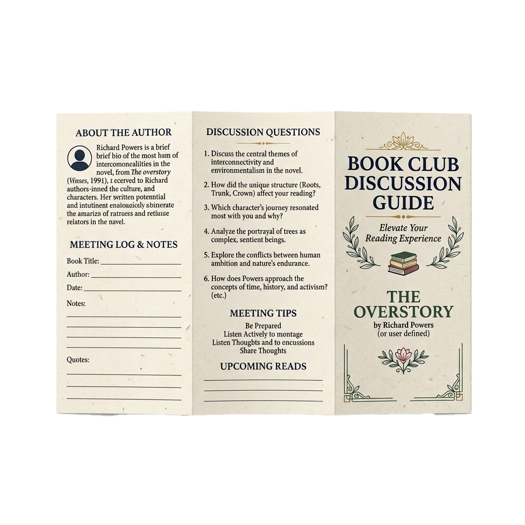 Book club discussion guide and meeting notes for The Overstory novel by Richard Powers