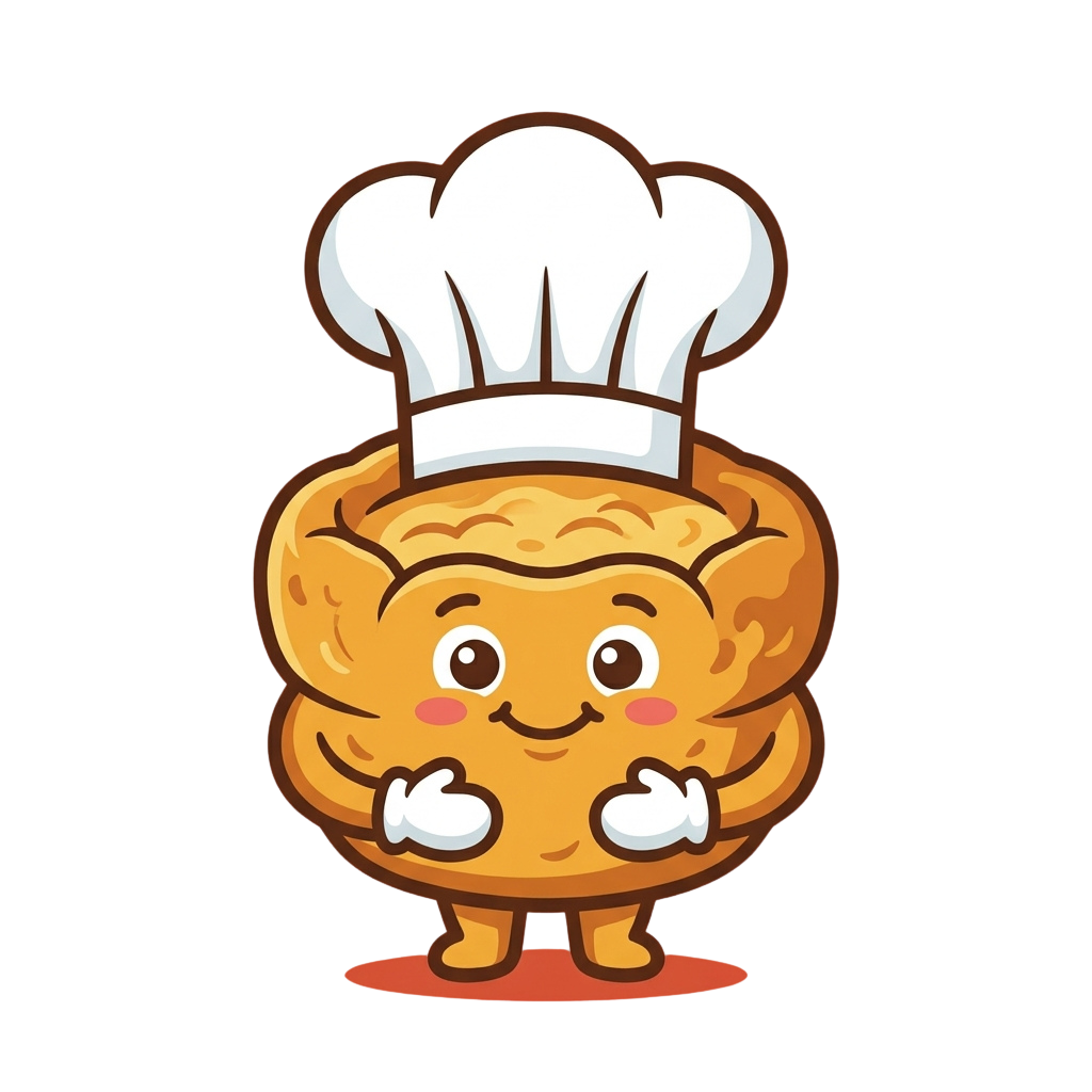 Cartoon pastry wearing chef hat