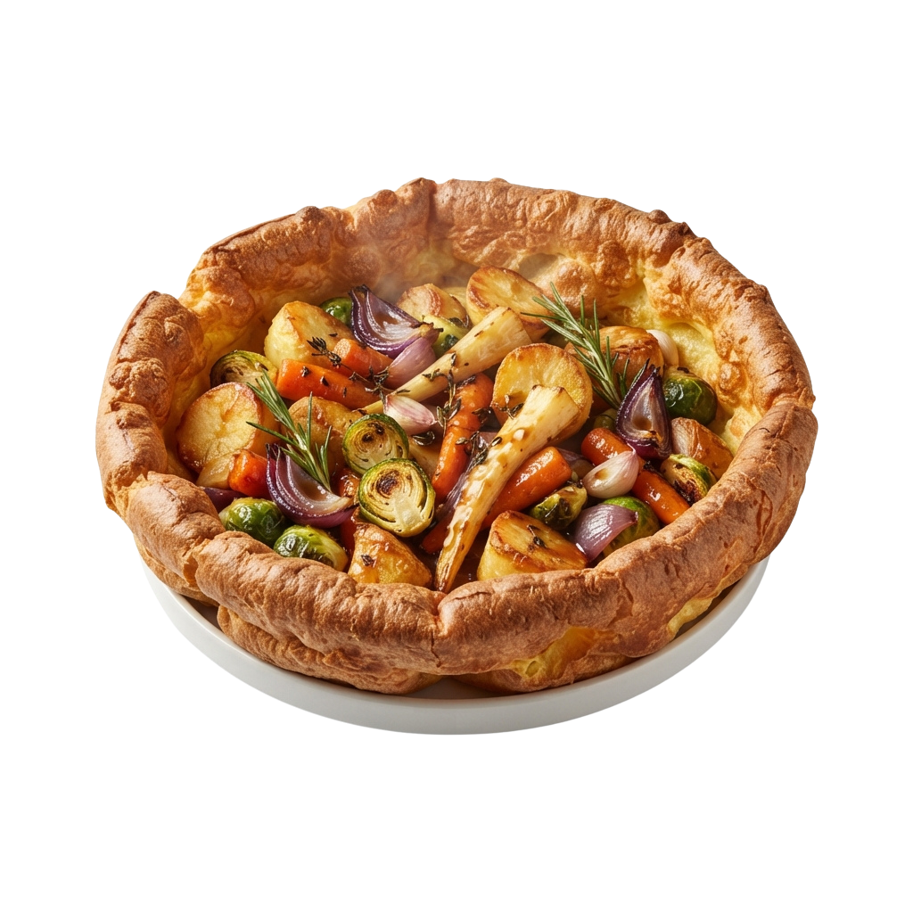 A savory tart filled with roasted vegetables and herbs