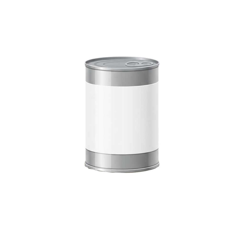 A cylindrical metal canister with a silver top and bottom and a white middle section.
