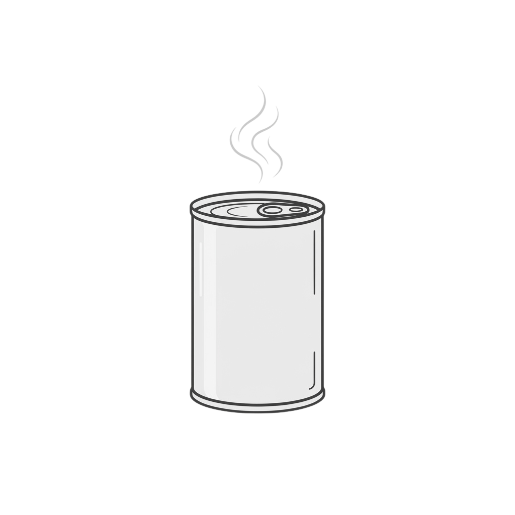 A white cylindrical can emitting steam from the top