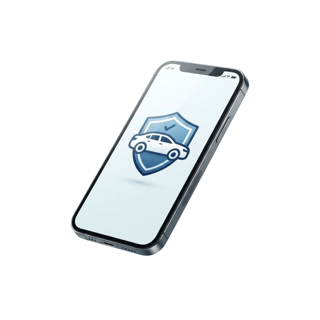Smartphone displaying a car protection app icon