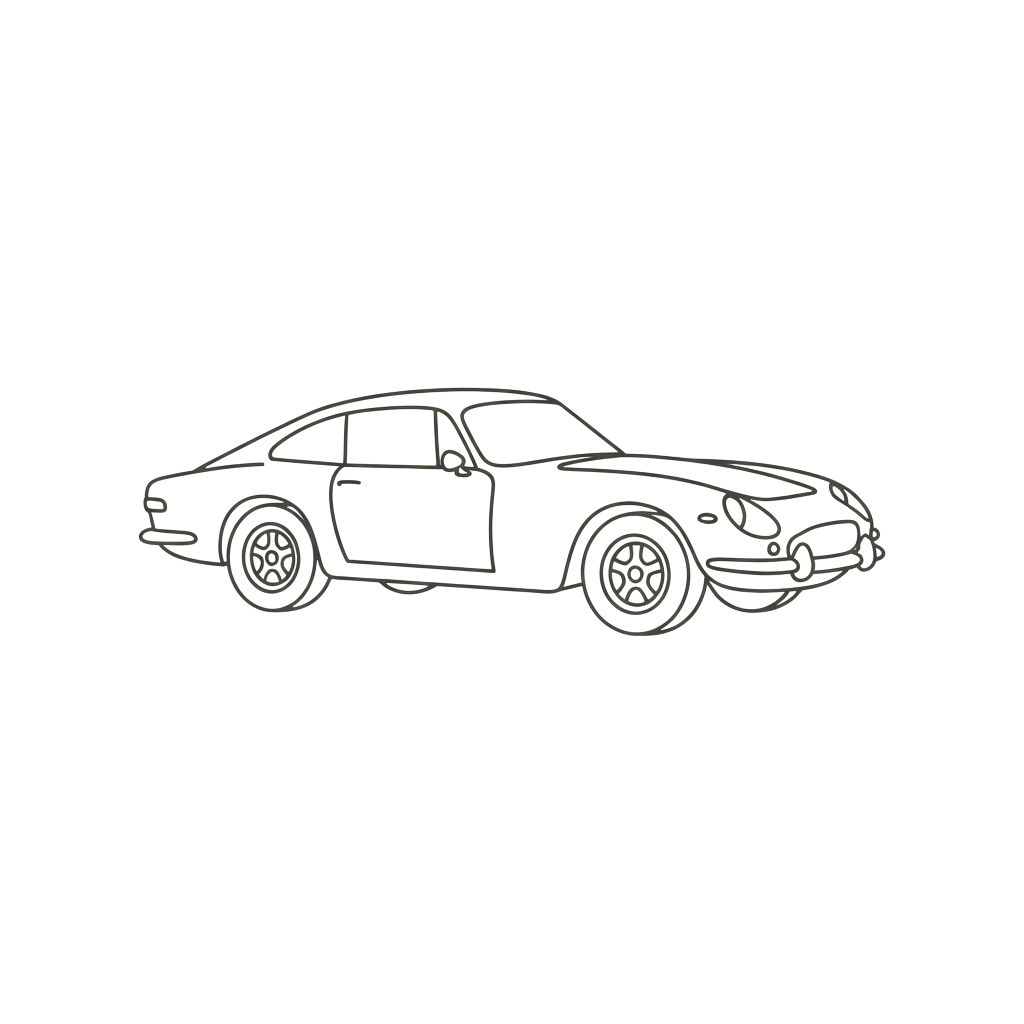 Outline of a classic two-door sports car