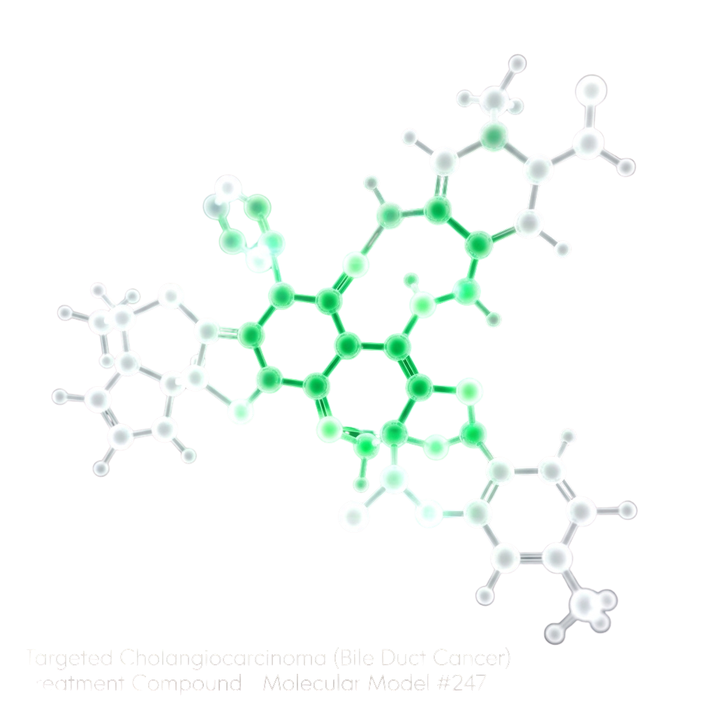 3D molecular model of a compound targeted for treating cholangiocarcinoma bile duct cancer