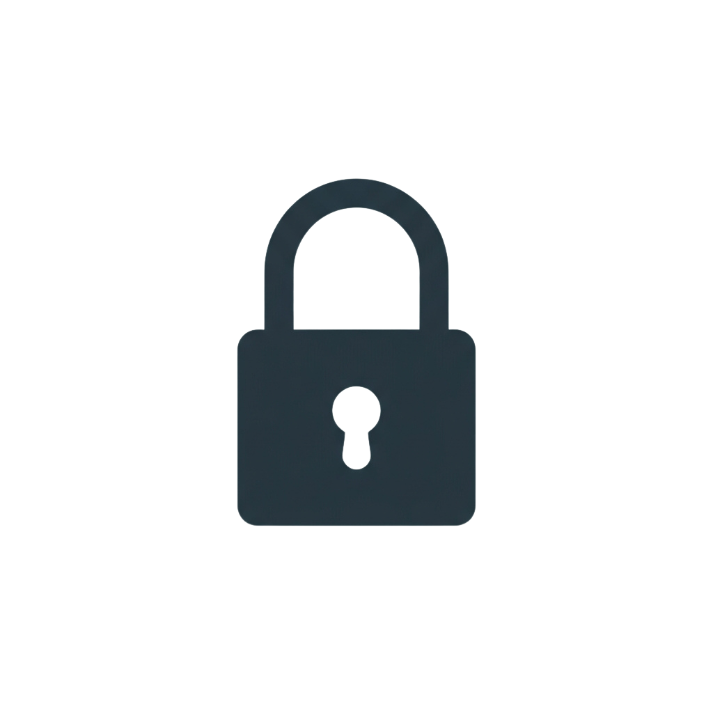 A simple, minimalist silhouette of a closed padlock with a keyhole.