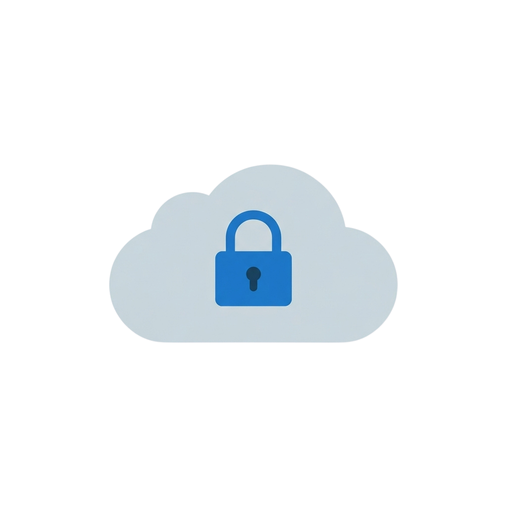 A cloud icon with a blue lock symbol indicating secure or encrypted storage.