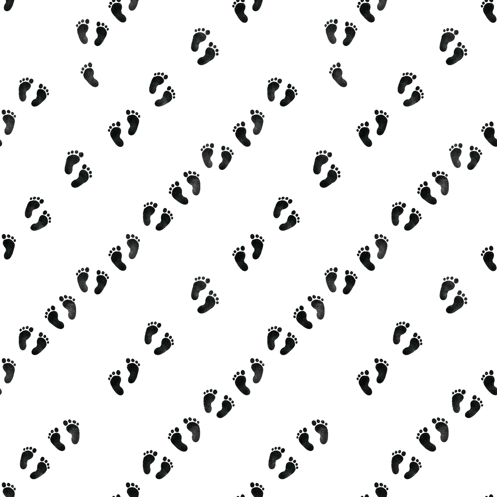 Repeating pattern of small, faint footprints on a dark background