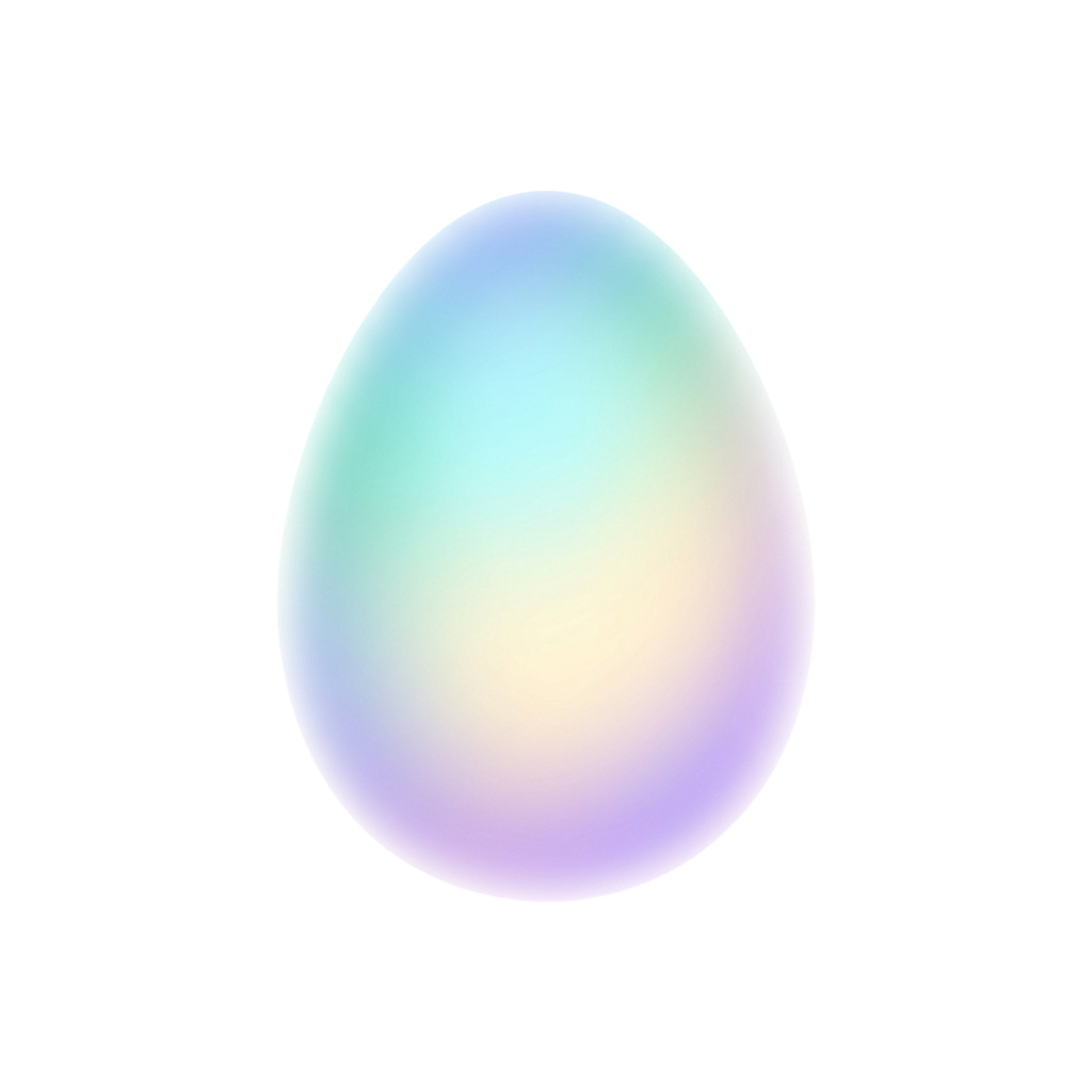 A smooth gradient oval shape with light blue and purple hues on a black background