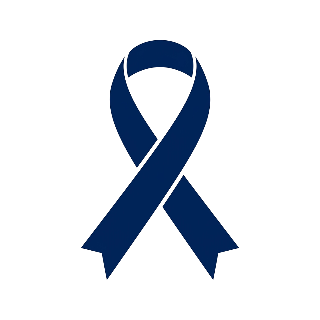 Solid blue awareness ribbon against a black background