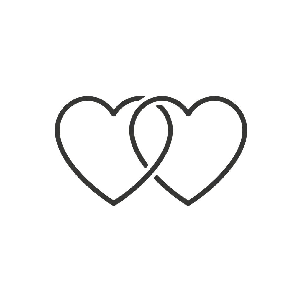 Two interlocking heart shapes forming an infinity symbol