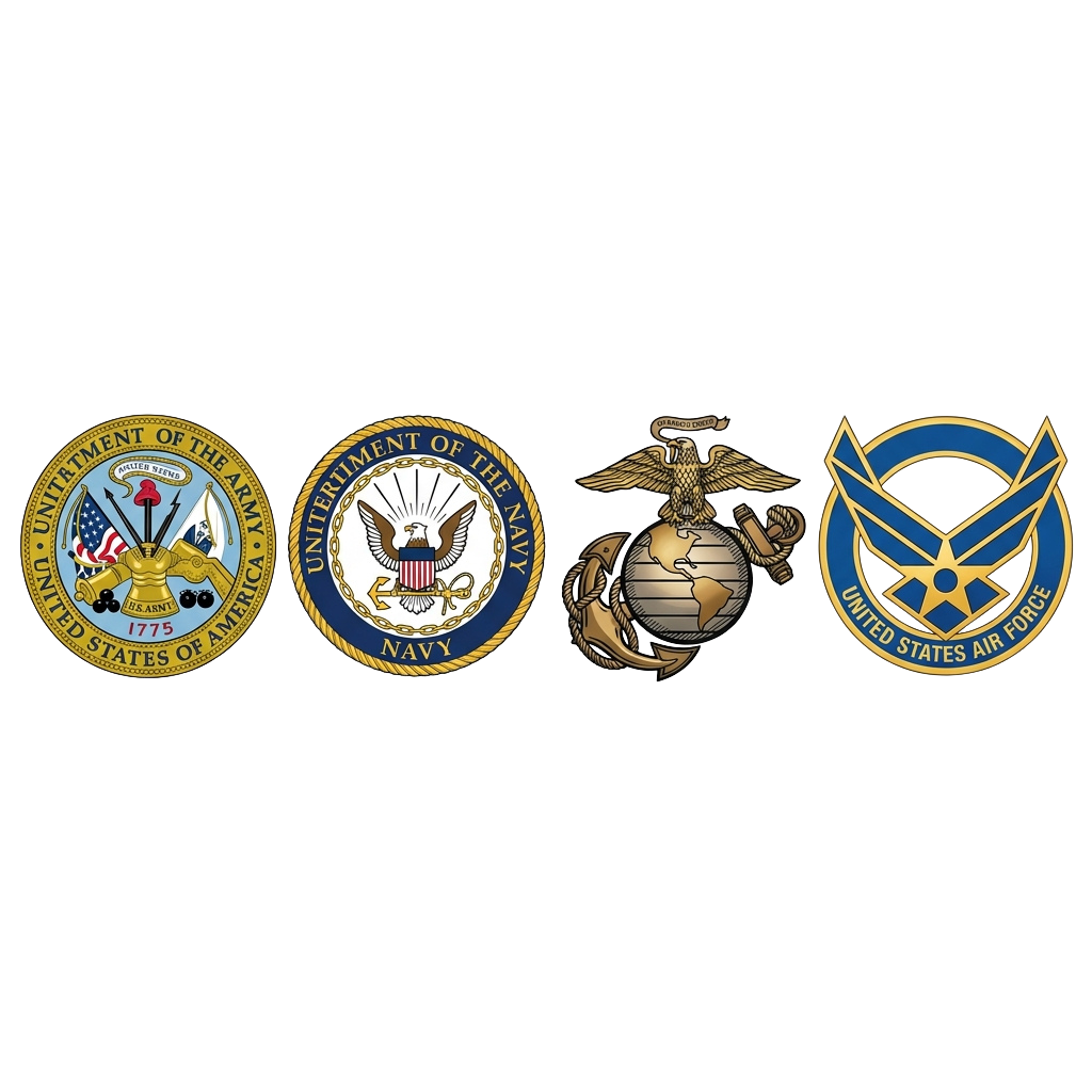 Emblems of the United States Army, Navy, Marine Corps, and Air Force