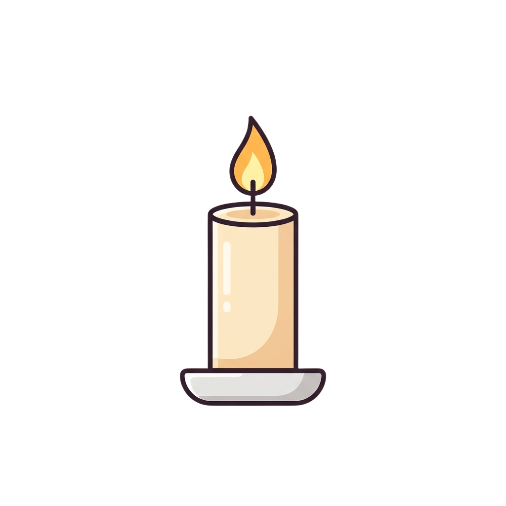 A lit candle with a glowing flame on a dark background