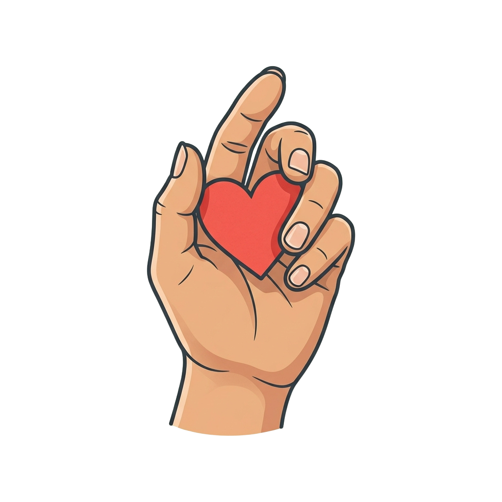 A hand making a heart shape with fingers against a black background