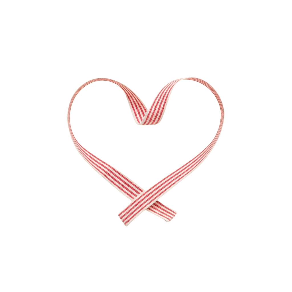 A heart shape formed with a pink ribbon tied in a bow, symbolizing breast cancer awareness