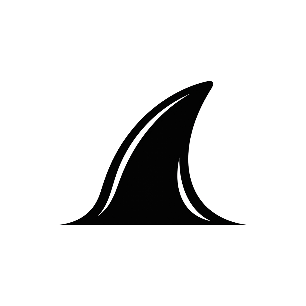 A simple white curved line forming an abstract, upward-sloping shape on a black background
