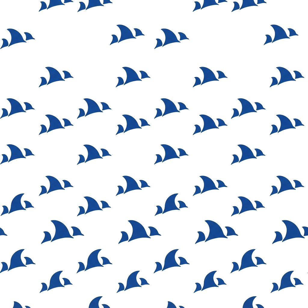 Repeating pattern of blue whale silhouettes on a black background