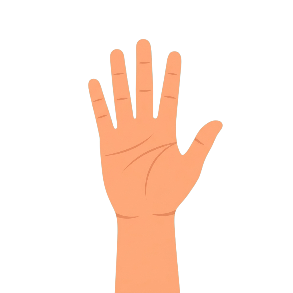 Illustration of an open hand with five fingers against a black background