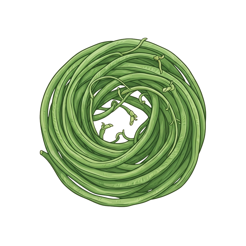A detailed spiral arrangement of green vegetable leaves forming a circular pattern