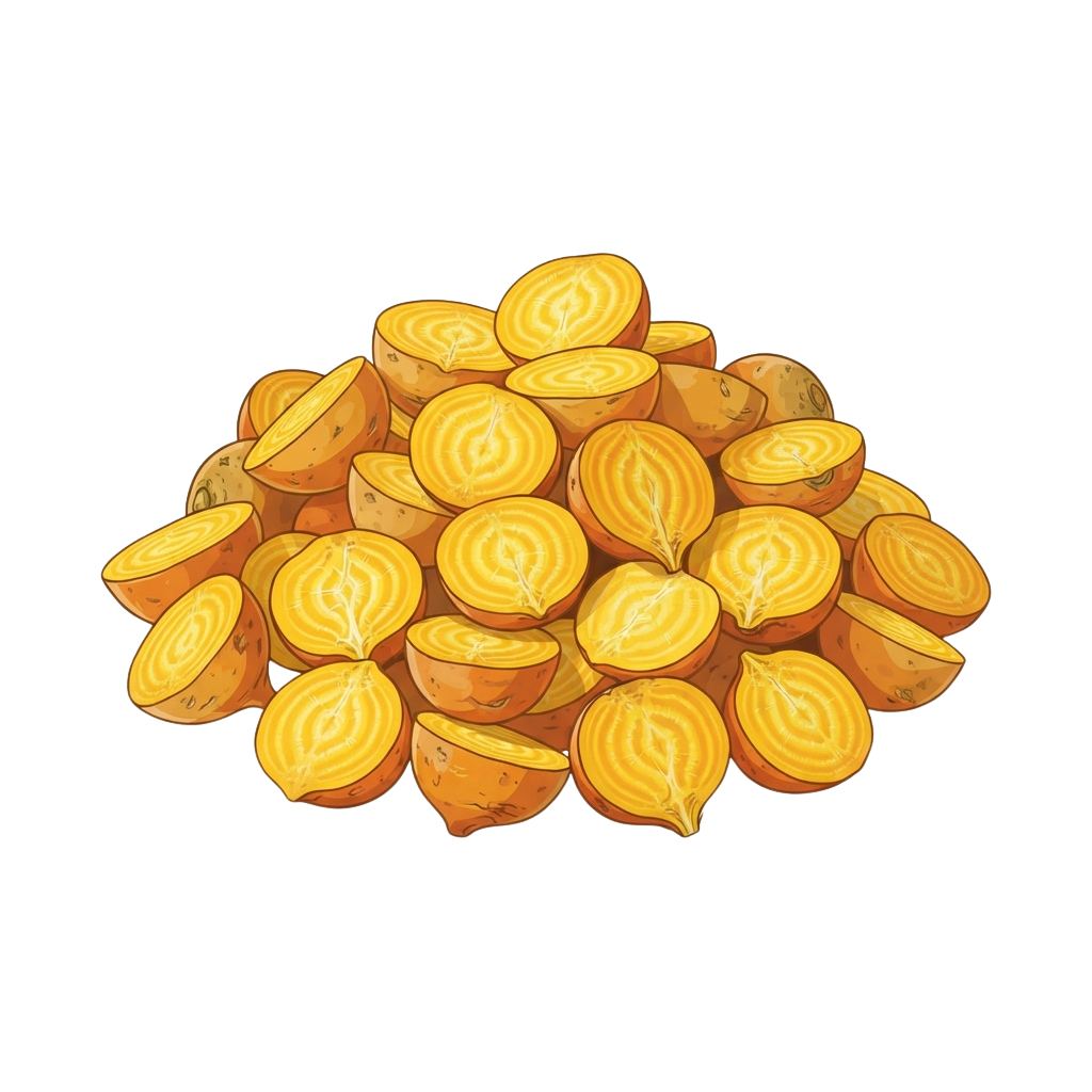 A pile of sliced sweet potatoes with visible orange flesh and light brown skin edges
