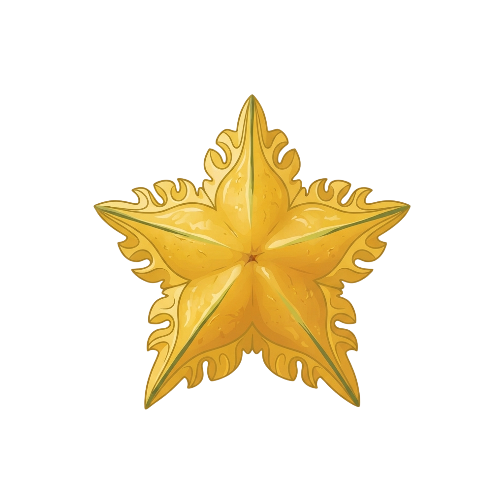A stylized golden star with scalloped edges and detailed inner patterns on a dark background