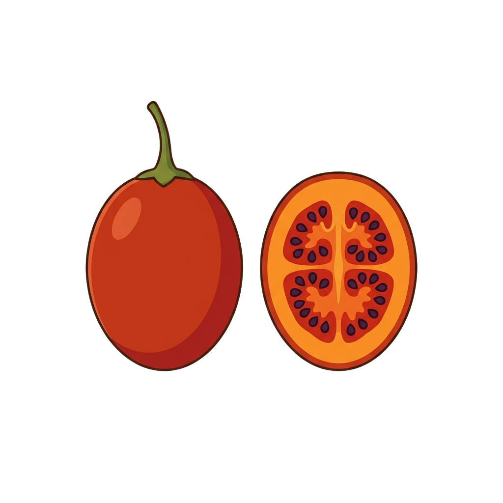 Illustration of a whole red chili pepper and its cross-section showing internal seeds and chambers