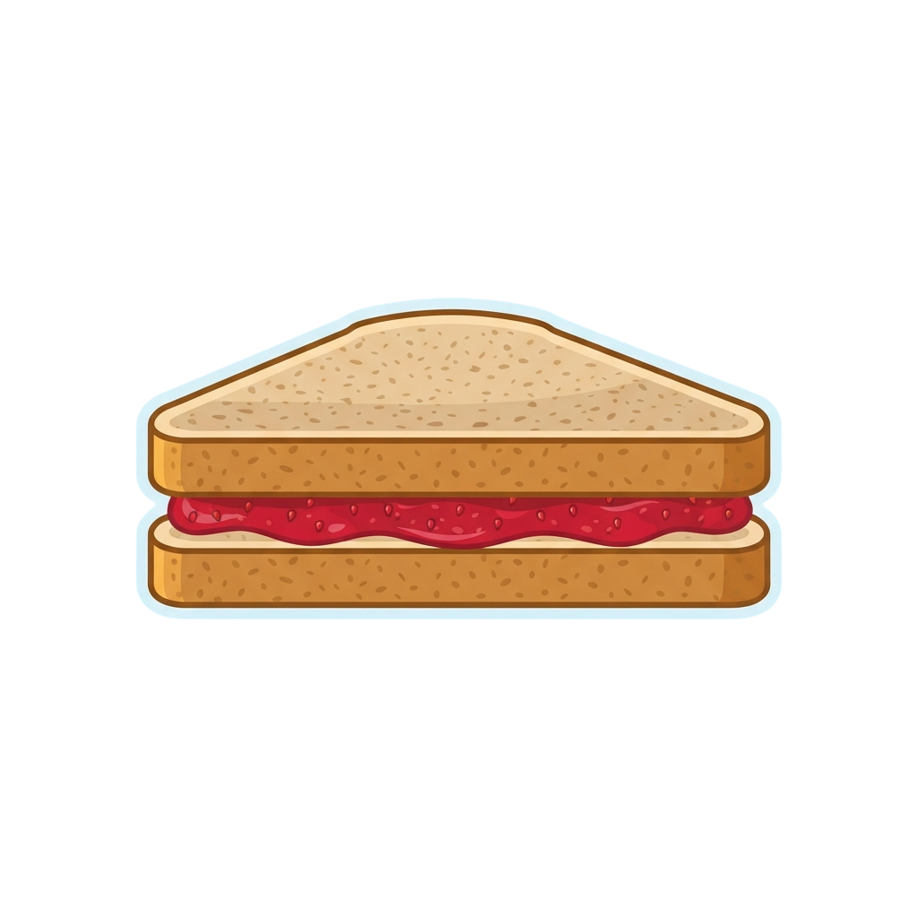 A grilled cheese sandwich with ketchup filling between two triangular slices of toasted bread