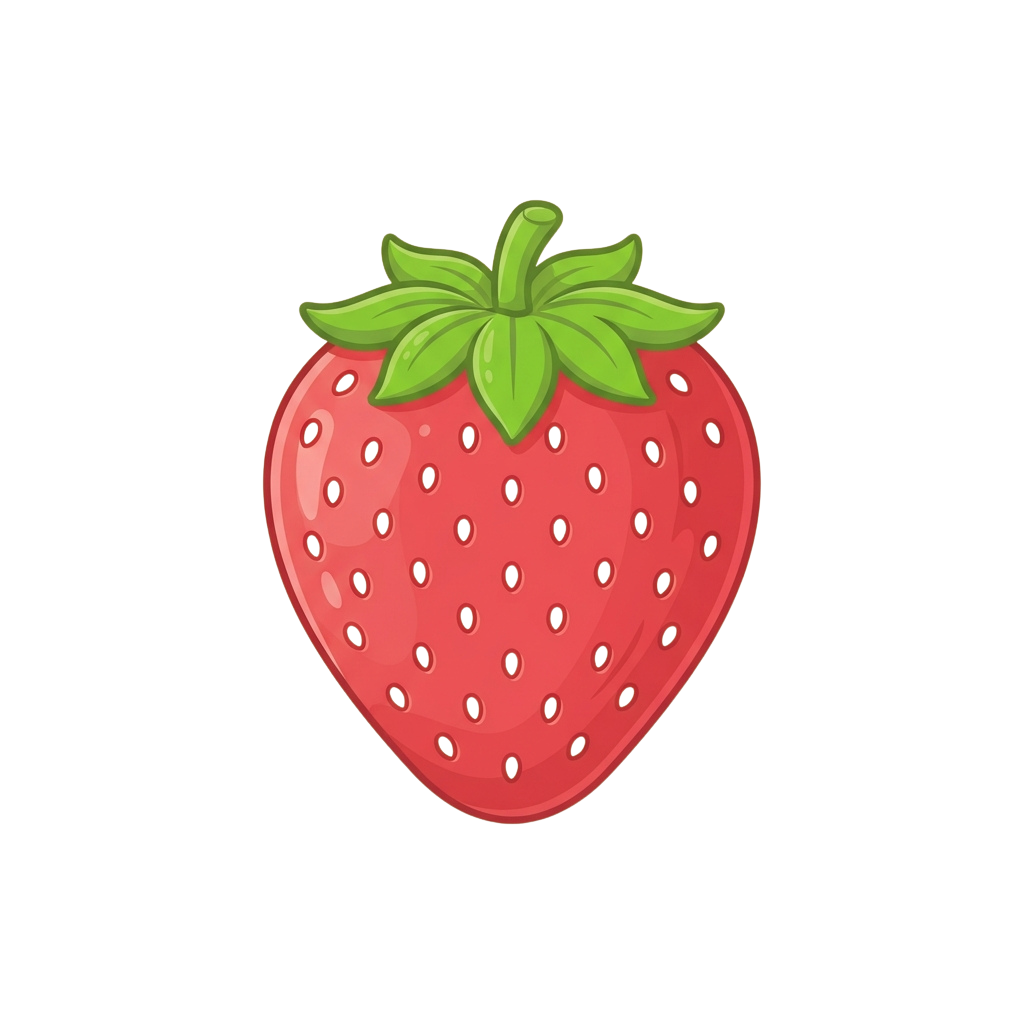 A vibrant red strawberry with green leaves on top against a black background