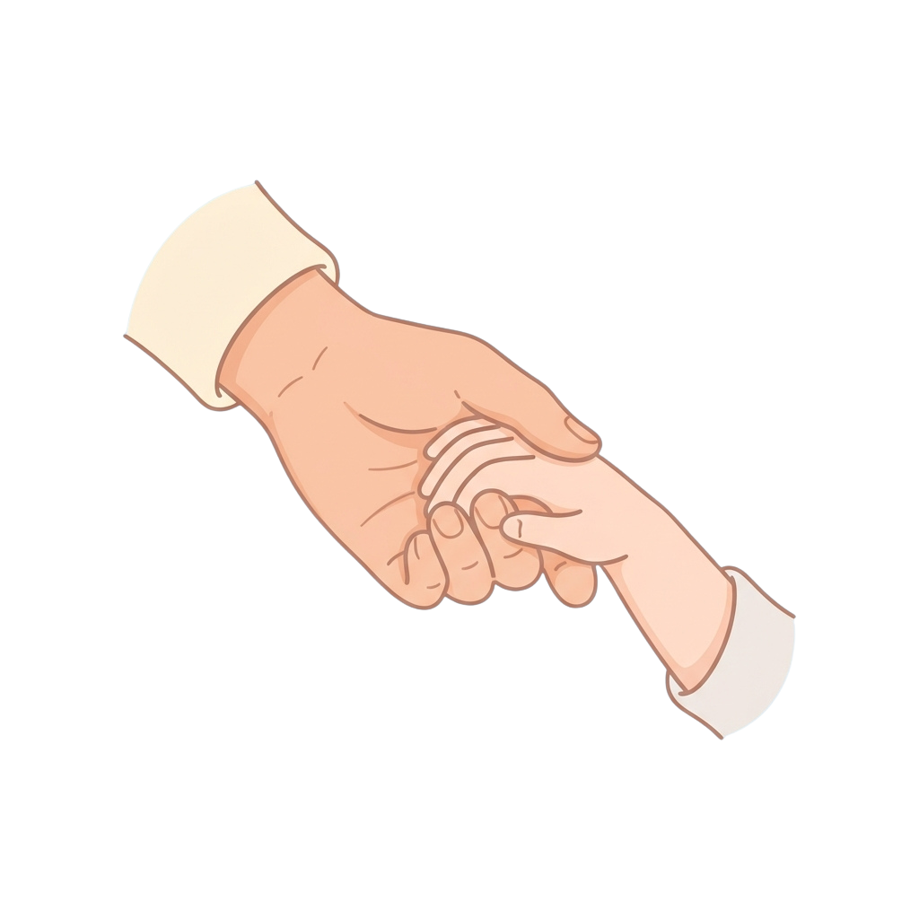 Illustration of two hands shaking with sleeves visible on both arms