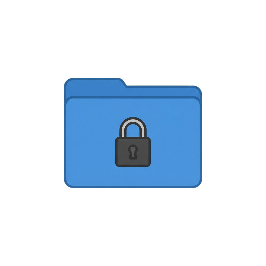 A blue folder with a padlock symbol indicating secure or protected content