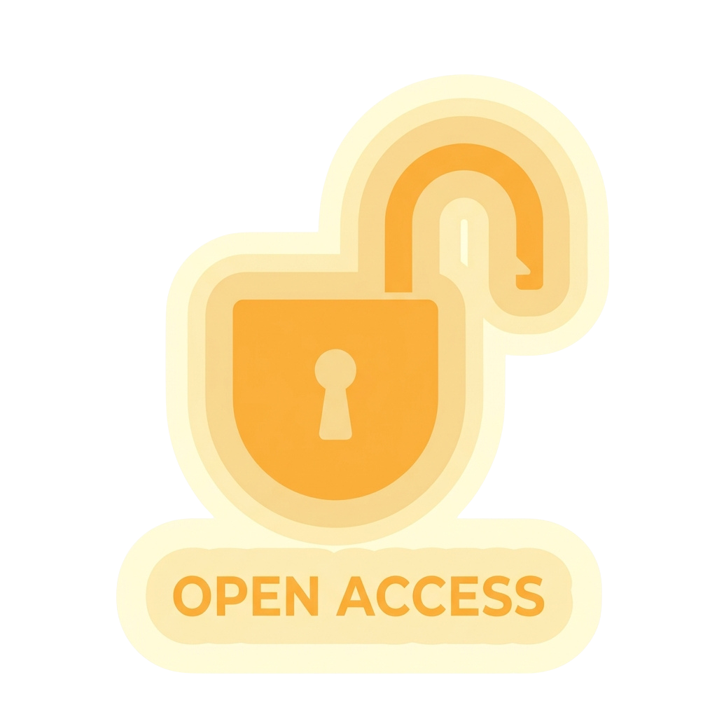 An open access icon featuring an unlocked padlock with an upward arrow, symbolizing free and unrestricted access.