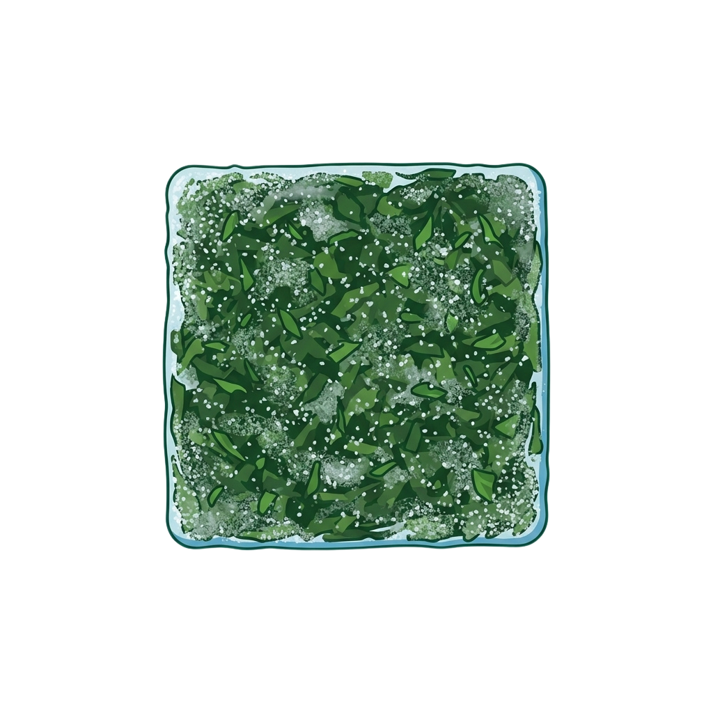 Close-up of fresh green leafy herbs with visible dew or water droplets