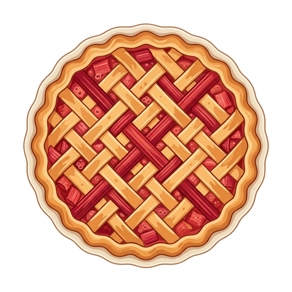 A round pizza topped with a crisscross pattern of cooked penne pasta and red sauce on a golden crust